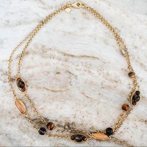 Brown Beaded Gold Necklace